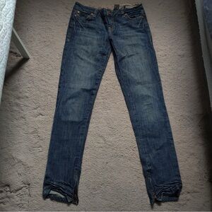 Buffalo David Bitton Ilene Dark Blue Skinny Jeans Side Zip Scrunch Size 26
